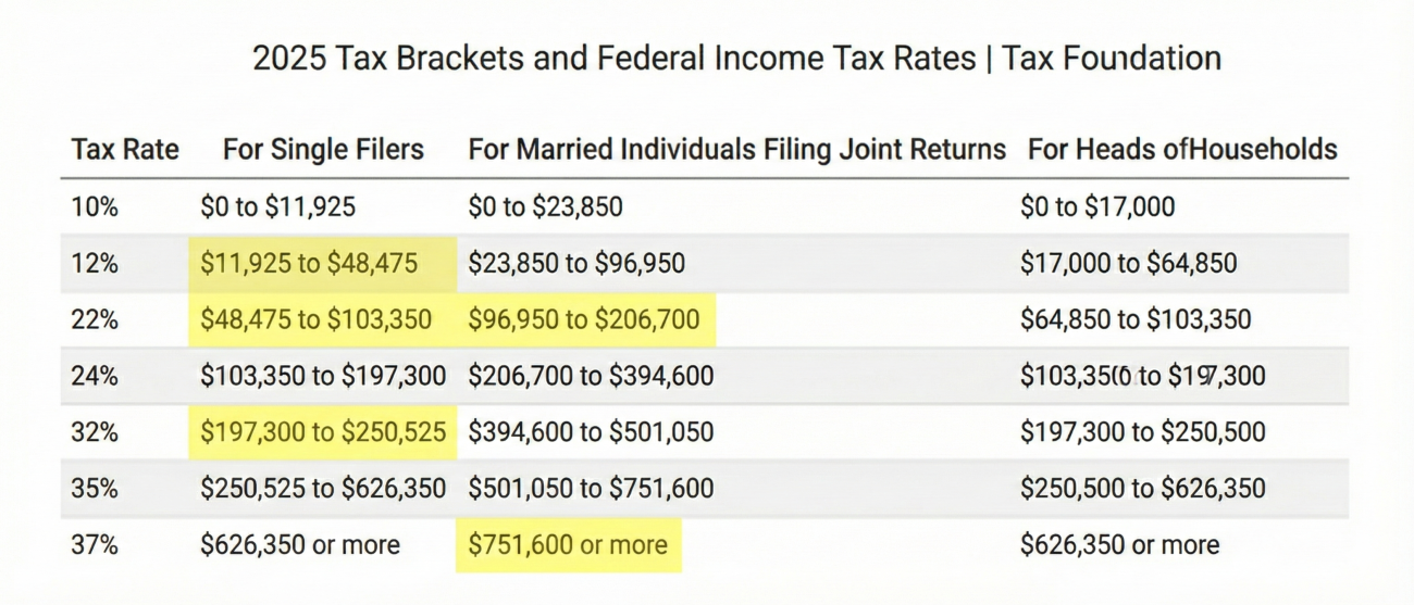 2025 Tax Brackets and Federal Income Tax Rates